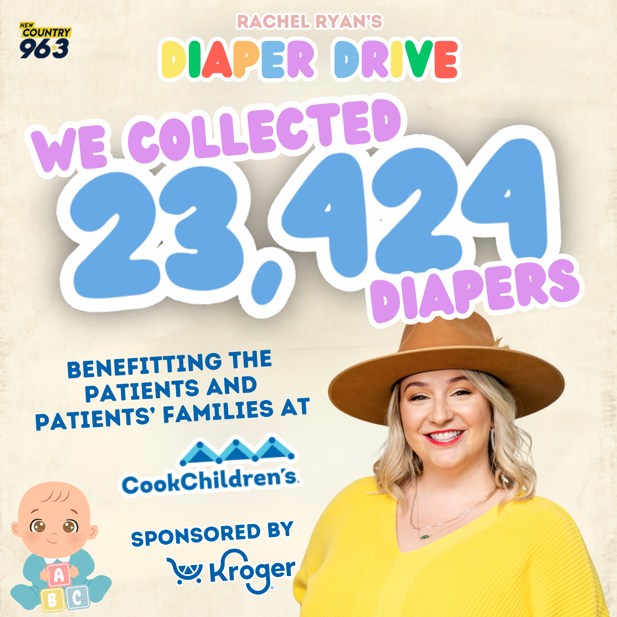 23,424 Diapers Donated for Rachel Ryan’s Diaper Drive!