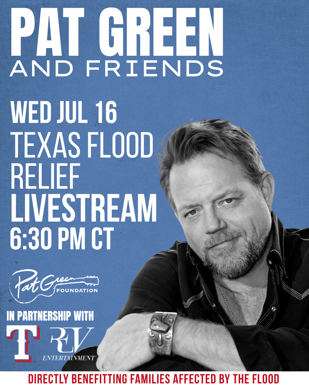 Join Pat Green TONIGHT for his Livestream Benefitting Central Texas