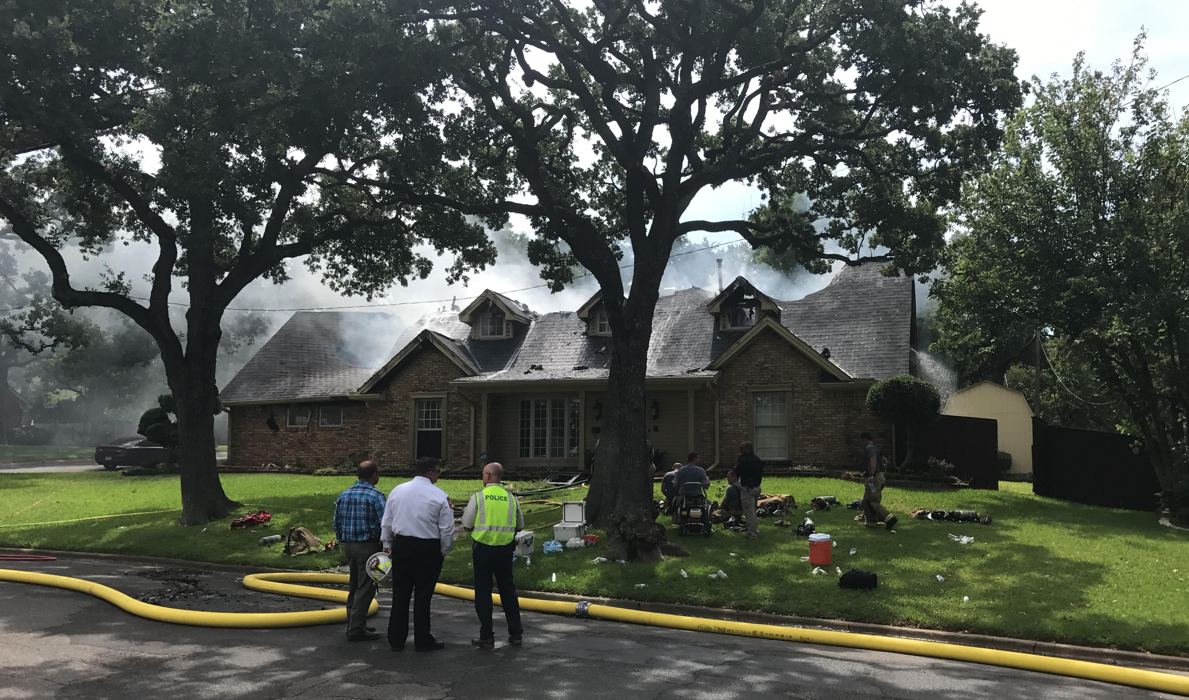 Powerline Falls Onto Home in North Richland Hills, Causing Large House Fire