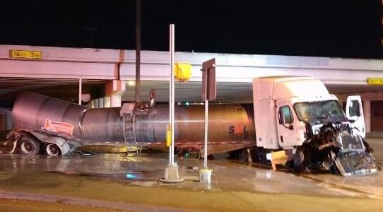 Tanker Crashes Onto MacArthur Blvd Spilling a Load of Milk; Driver Hospitalized