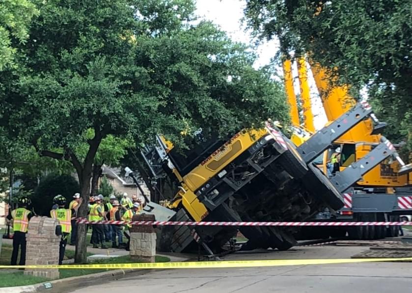 Irving: Crews Work to Upright a Crane That Nearly Toppled Onto a House