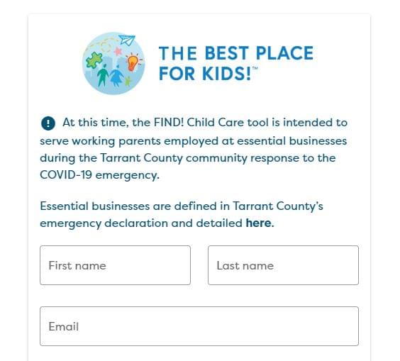Child Care Search Tool Launched in Tarrant County for Essential Workers