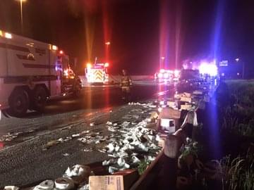 18-Wheeler Carrying Toilet Paper Overturns, Catches Fire in Hutchins