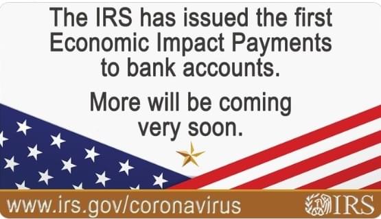 The IRS Sends Out 1st Wave of Stimulus Checks; Web Tool Available to Register for Direct Deposit