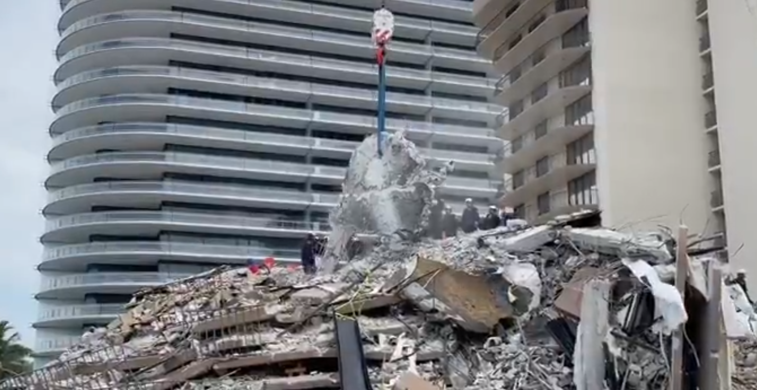 Search and Rescue at Surfside Building Collapse Site Stalled Amid Safety Concerns