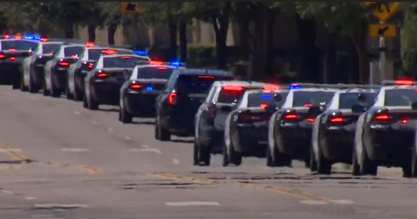 Police Procession Honors Dallas Police Officer Who Died of COVID-19