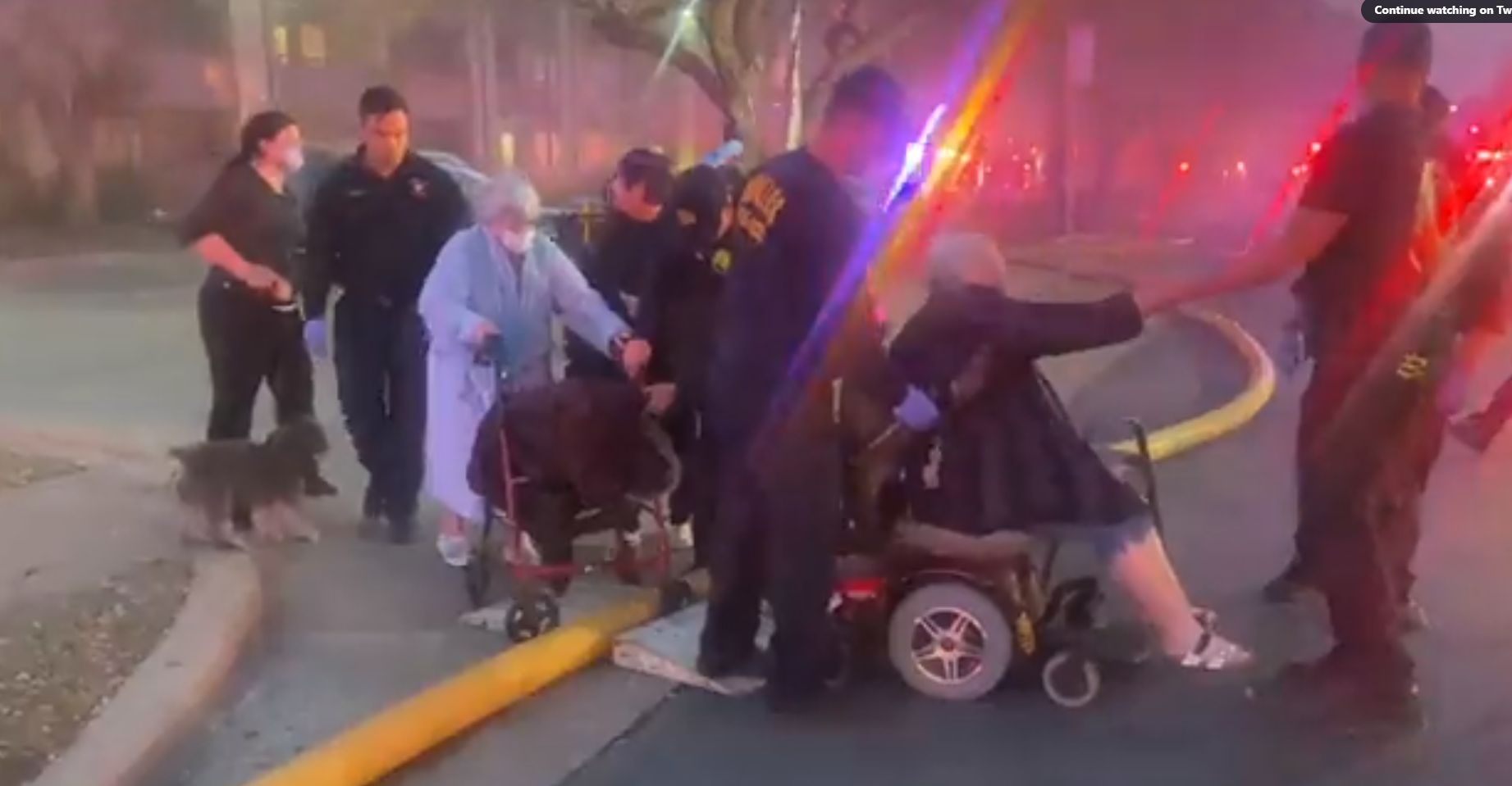 Dallas Senior Citizens Flee a Three-Story Blaze