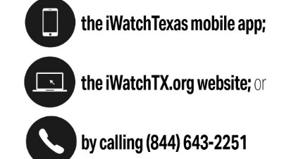 Governor Abbott Directs State Leaders to Promote iWatch Reporting System