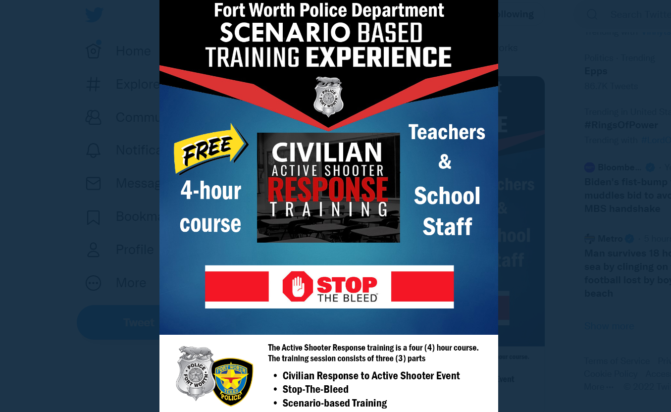 Fort Worth Police Teaching Free Active Shooter Response Training Courses