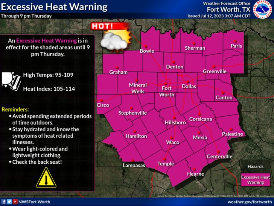 Heat Advisory in Effect through 9pm Friday; Heat Warning in Effect through 9pm Thursday