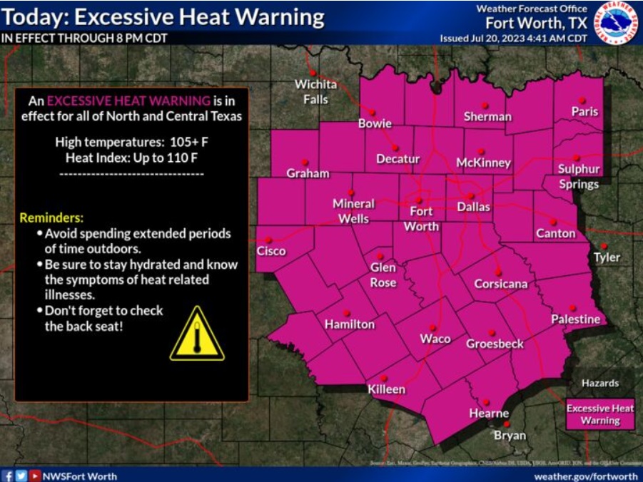 Excessive Heat Warning Until 8PM; Heat Index as High as 109
