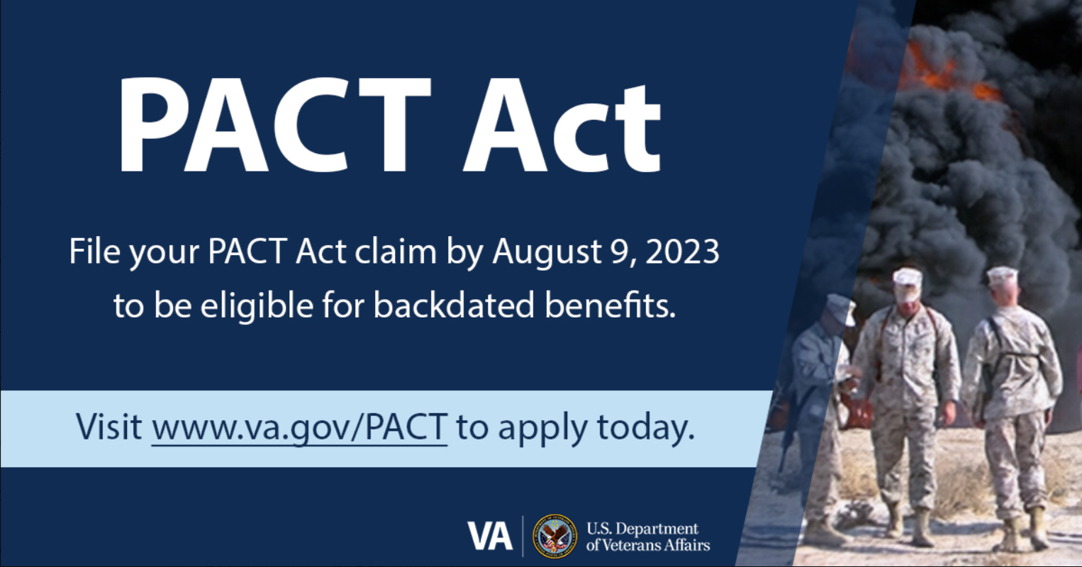 Veterans Eligible for Max PACT Act Benefits Need to File Before August 9, 2023
