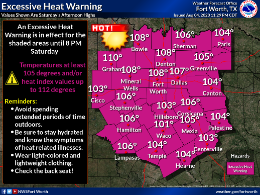 NWS-Fort Worth Issues Excessive Heat Warning