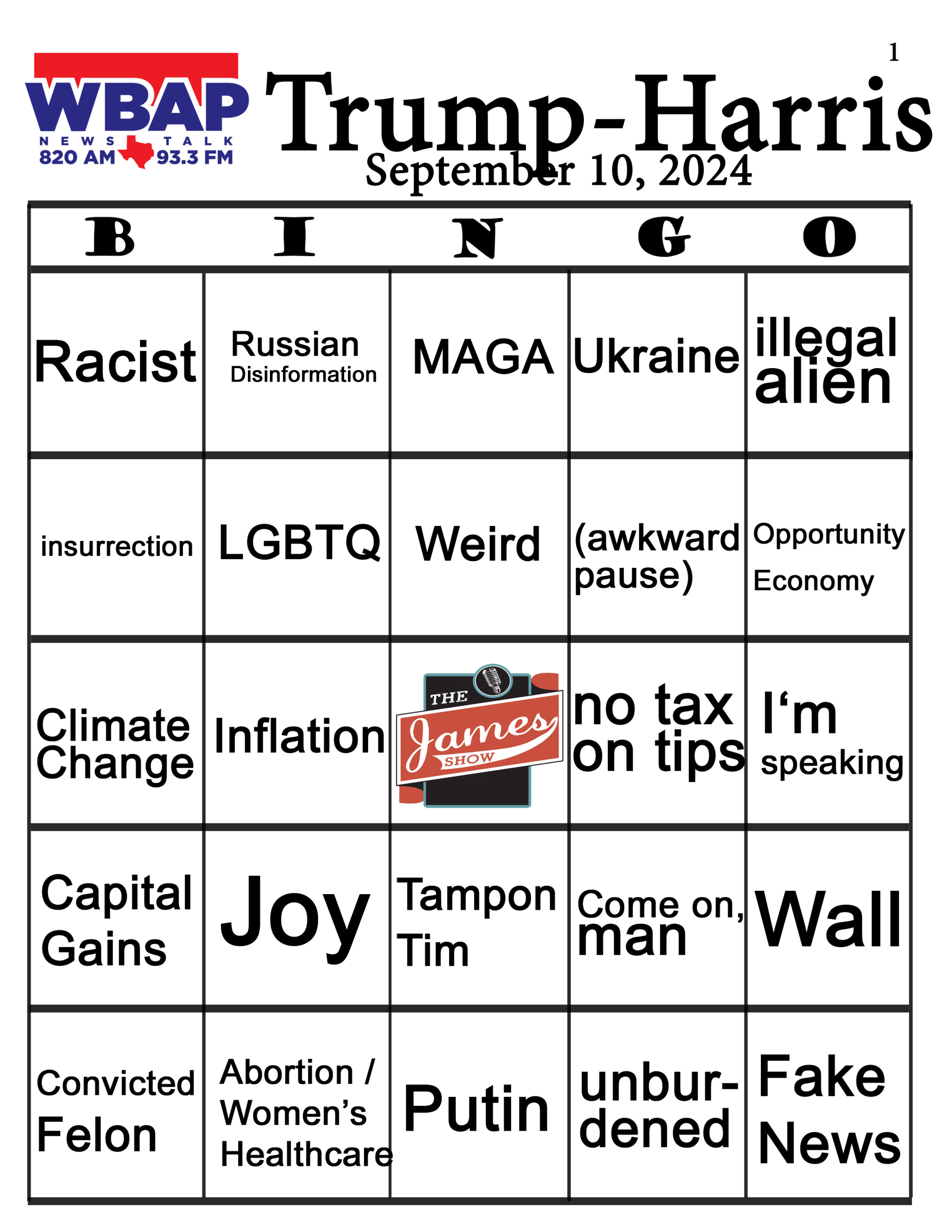 Debate Bingo Cards from the James Show are here!