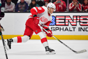 Jan. 7, 2024 ~ Detroit Red Wings right wing Patrick Kane (88) shoots on goal against the Anaheim Ducks during the first period at Honda Center. Photo: Gary A. Vasquez ~ USA TODAY Sports