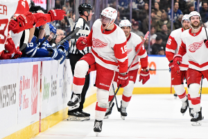 Jan. 14, 2024 ~ Detroit Red Wings forward Andrew Copp celebrates after scoring against the Toronto Maple Leafs in the third period at Scotiabank Arena. Photo: Dan Hamilton ~ USA TODAY Sports