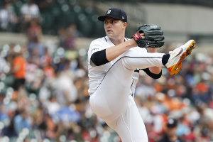 April 28, 2024 ~ Detroit Tigers starting pitcher Tarik Skubal pitches in the fourth inning against the Kansas City Royals at Comerica Park. Photo: Rick Osentoski ~ USA TODAY Sports