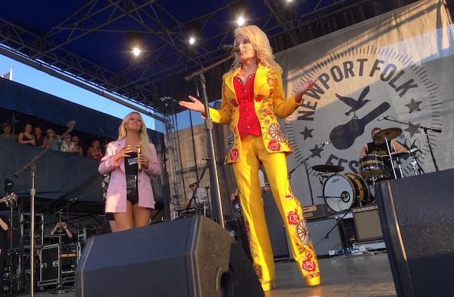 Surprise appearance from Dolly Parton punctuates all-star collaboration at Newport Folk Festival