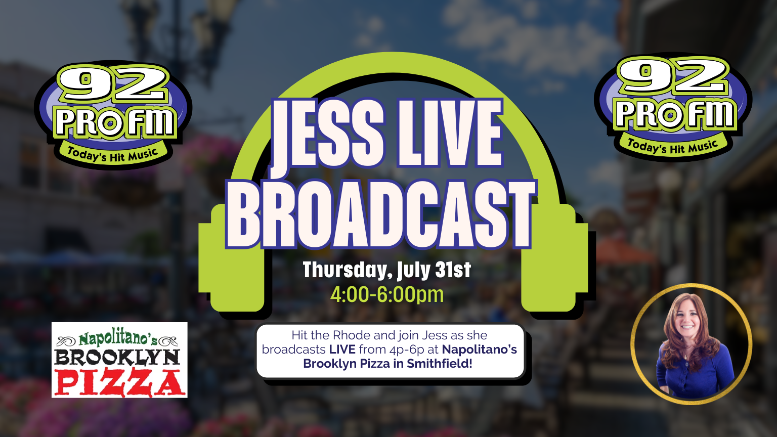 Jess Live Broadcast from Napolitano’s Brooklyn Pizza in Smithfield!