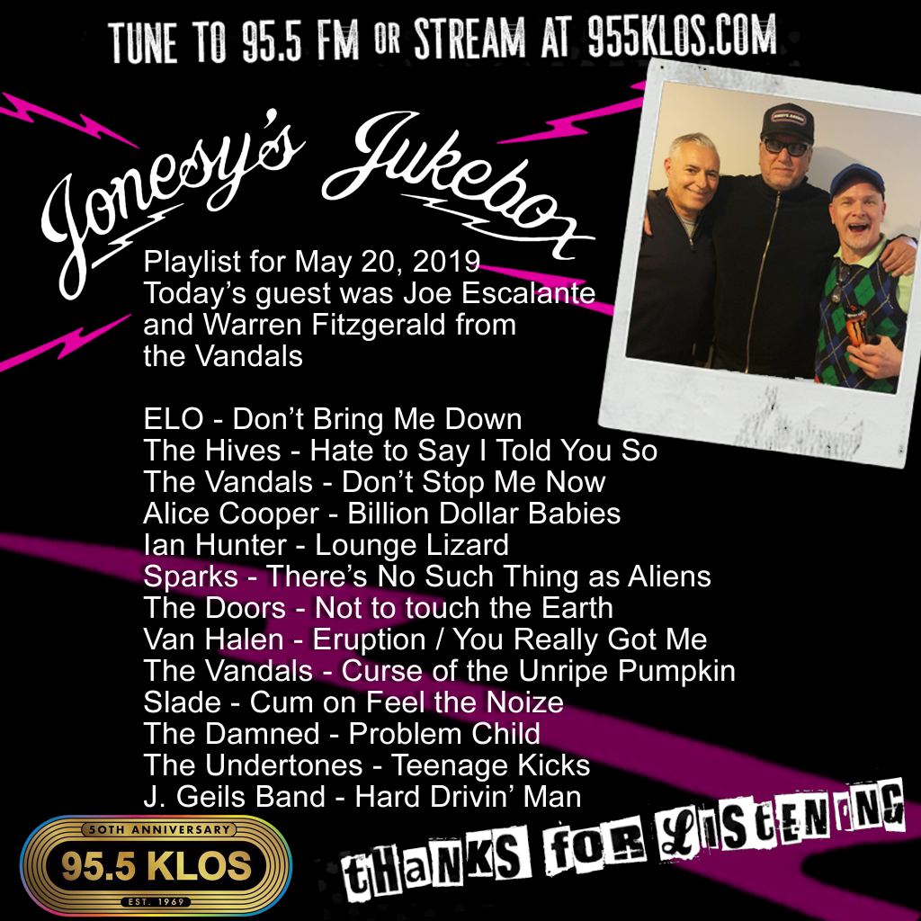 Jonesy’s Jukebox 5/20/19