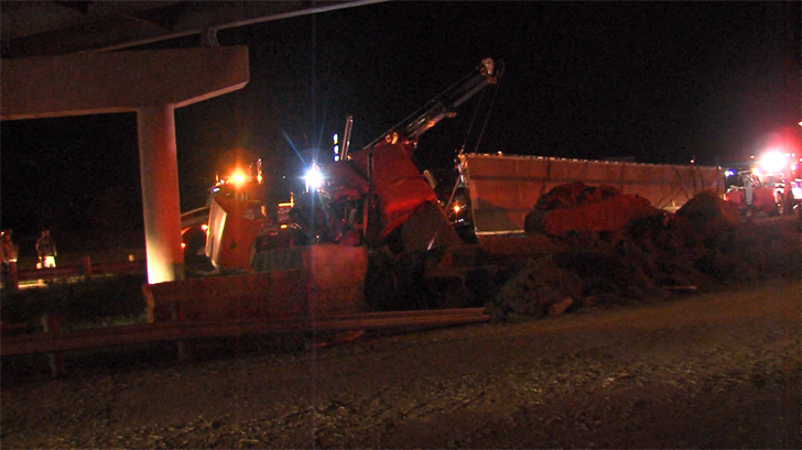 18-Wheeler Flips On Major Texoma Freeway