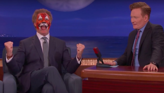 Will Ferrell with tiger face paint, will not stop singing on ‘CONAN’