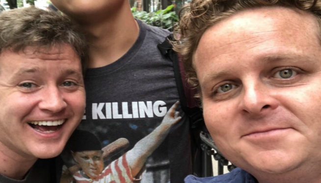 Guy meets actors from “The Sandlot” t-shirt he’s wearing….and doesn’t even realize it.
