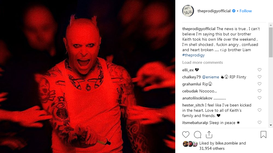 The Prodigy’s Keith Flint dies age 49