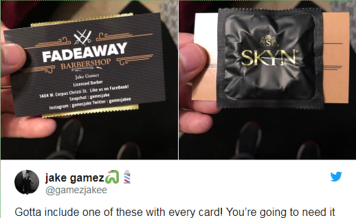 Barber hands out condoms with his business cards… but you shouldn’t use them