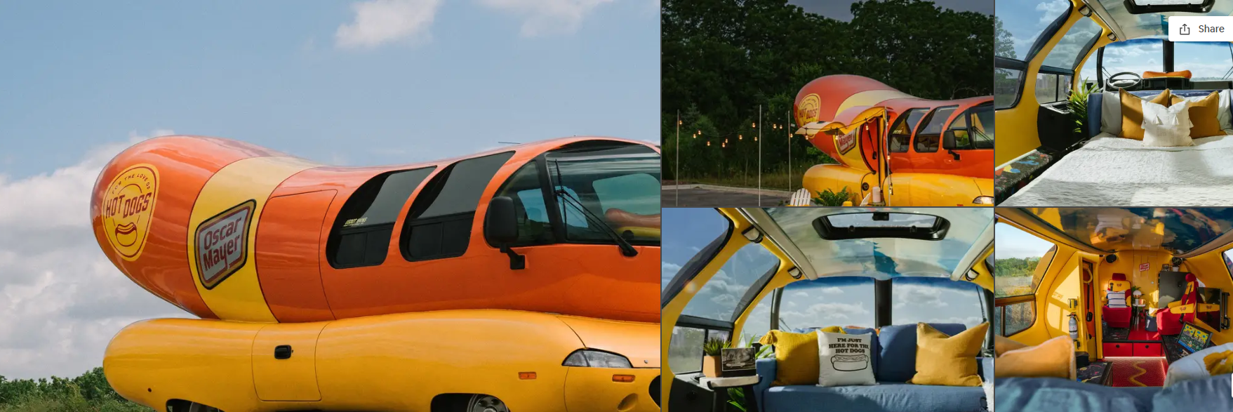 Lolla lodging inside the Oscar Mayer Wienermobile