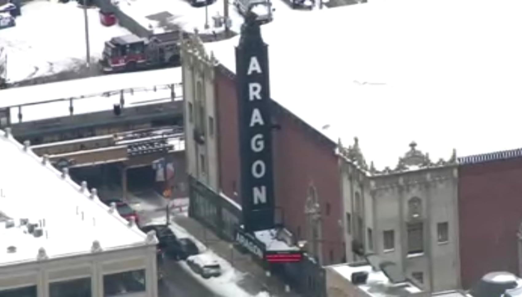 Aragon Ballroom’s exterior wall partially collapses