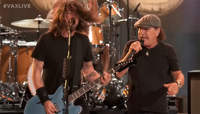 Foo Fighters, AC/DC’s Brian Johnson rock out at “Vax Live”