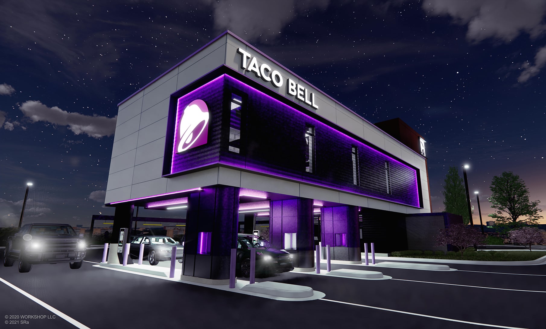 Look up in the sky!  It’s a bank!  It’s a toll booth! (Nope, it’s a new Taco Bell restaurant)