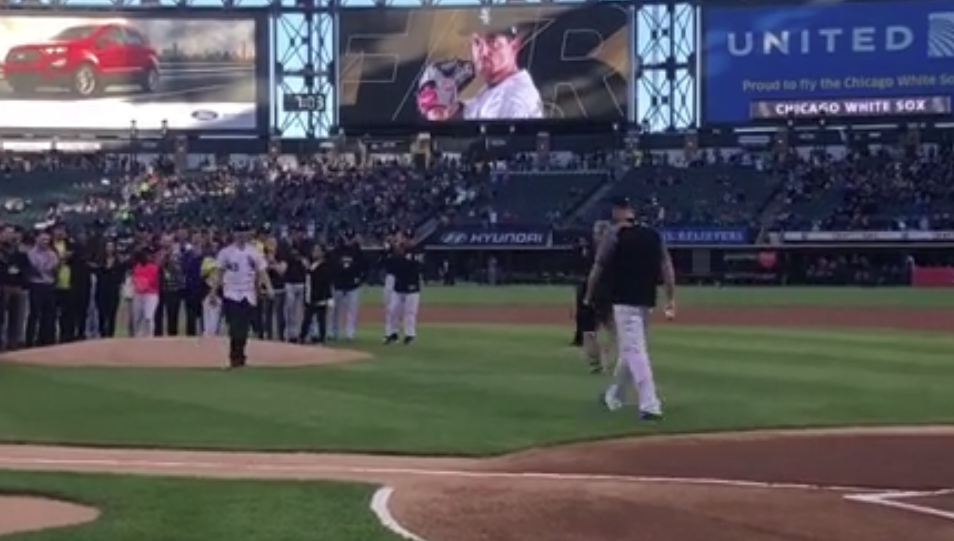 Rebounding from brain aneurysm, Sox pitcher returns for ceremonial first pitch