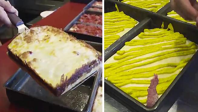 Mustard pizza with corned beef is a thing