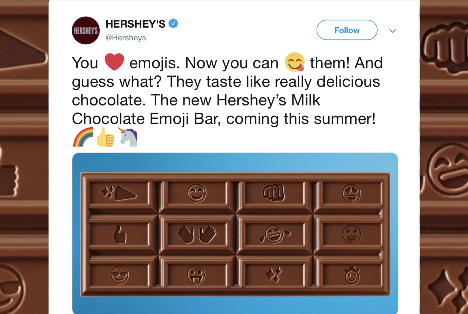 Hershey’s just redesigned their chocolate bars for the first time in 125 years… to add emojis