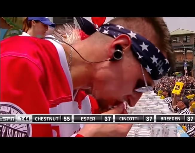 Matt “Hungry” Hazzard Succeeds At 2018 Nathan’s Hot Dog Eating Contest [VIDEO]