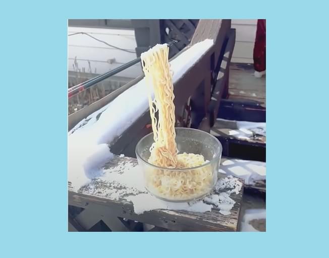 Ramen Noodles Freeze In Mid Air Due To Freezing Cold Temps