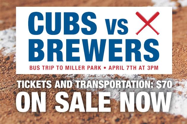 Cubs vs Brewers Bus Trip Tickets On Sale Now