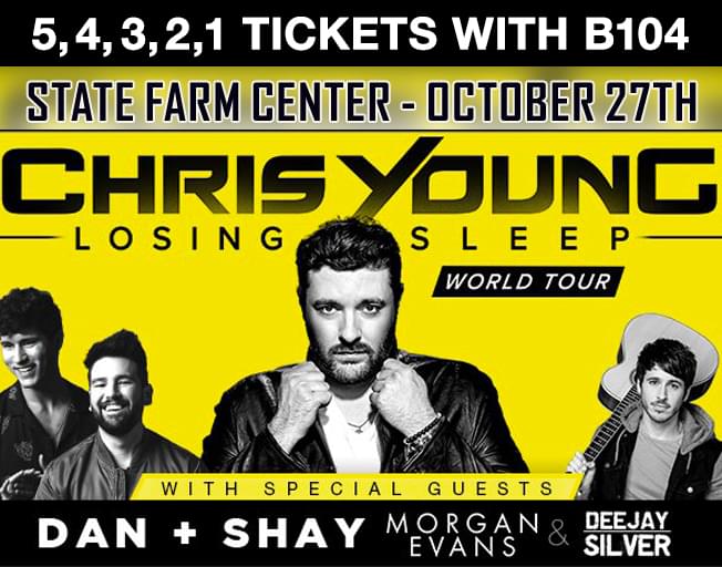 5, 4, 3, 2, 1 Tickets To Chris Young In the First 5 Rows With Faith & Hunter in the Morning