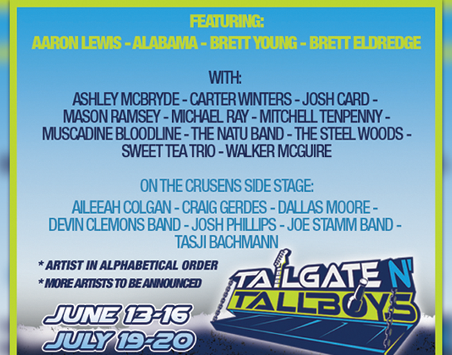 2019 Tailgate N’ Tallboys Artists Announced