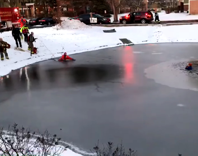 Naperville Fire & Police Rescue Boy from Frozen Pond [VIDEO]