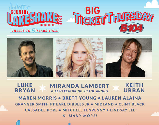 Win Country LakeShake Passes ALL DAY Thursday with B104