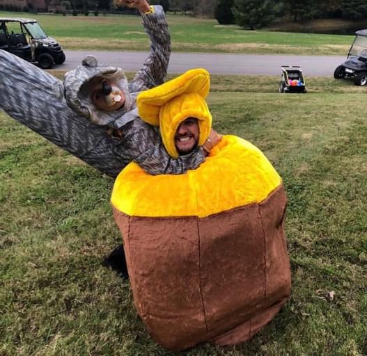 Caroline and Luke Bryan dressed up as a squirrel and an acorn.