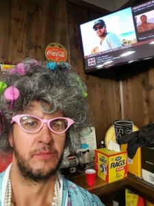 Luke Bryan dressed up as an old lady.