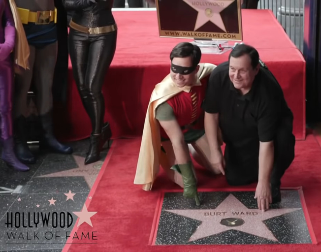 "Robin" and Burt Ward at Hollywood Walk of Fame ceremony