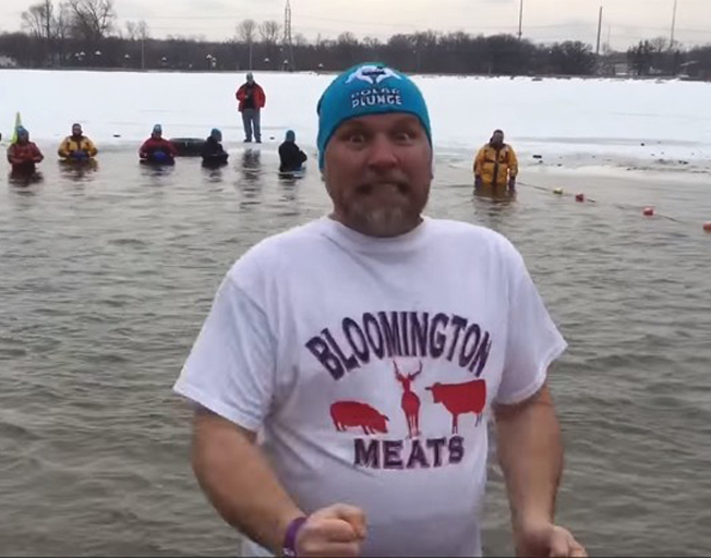 Buck Stevens doing the Polar Plunge for Special Olympics