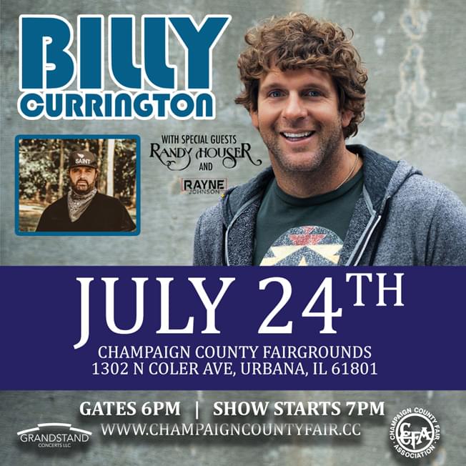 Billy Currington at Champaign County Fair with special guests Randy Houser & Rayne Johnson