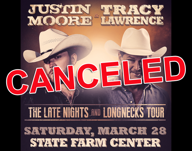 Justin Moore & Tracy Lawrence Concert at State Farm Center Officially Canceled