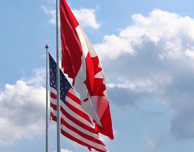 Flags of the United States of America and Canada